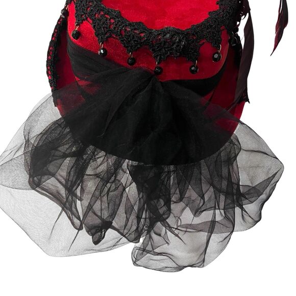 Deluxe Velvet 4.25"H Steampunk Full Size Top Hat Removable Goggles & Feathers - Picture 5 of 8